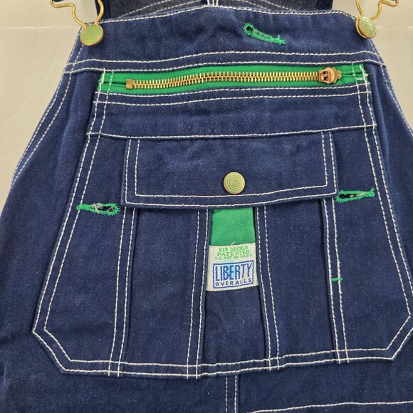 VTG Liberty Mens Overalls Denim Blue Bib Workwear 34x34 USA Farmer Rancher Chore - Picture 5 of 12